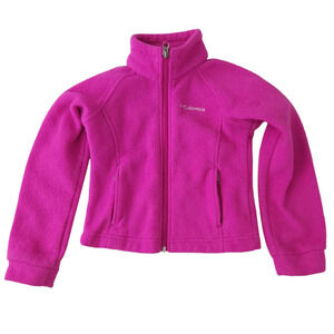 Columbia Fleece Zip Up Jacket Girls XXS Size 4-5 Hot Pink